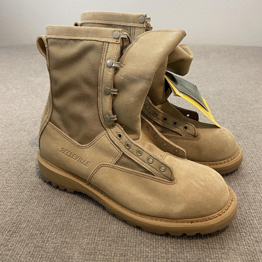 Belleville 790G Boots Mens Size 12 W Beige Suede Combat Gore-Tex Vibram USA